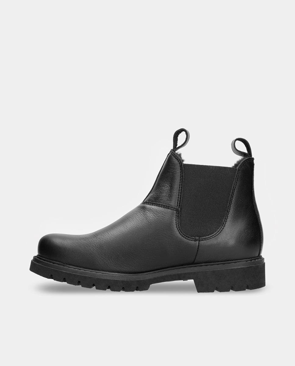 Botins em Pele com Forro de Pelo Sintético Preto-4