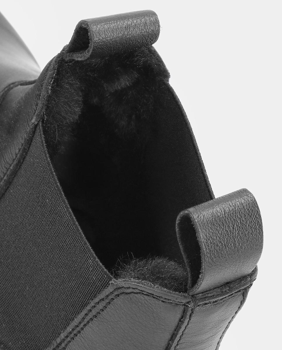 Botins em Pele com Forro de Pelo Sintético Preto-5