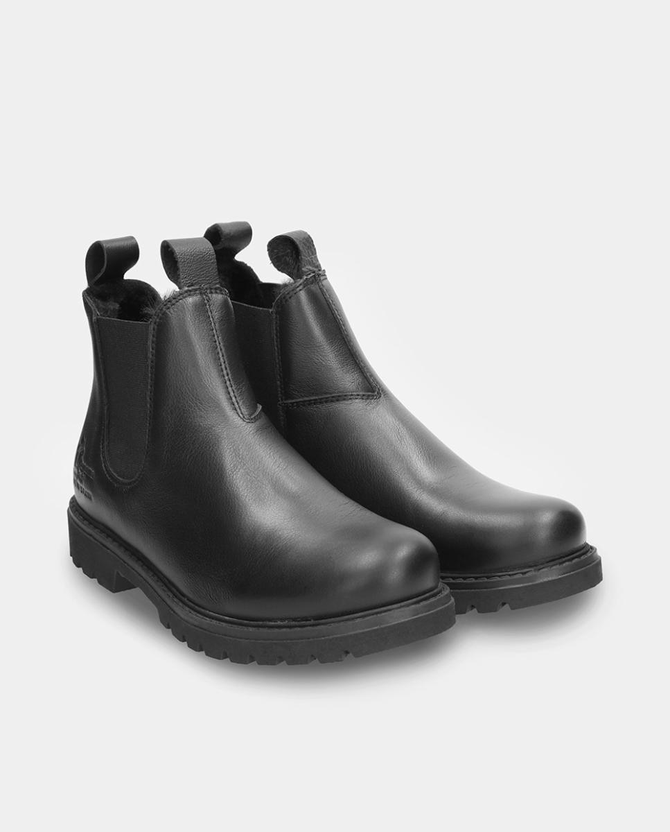 Botins em Pele com Forro de Pelo Sintético Preto-6