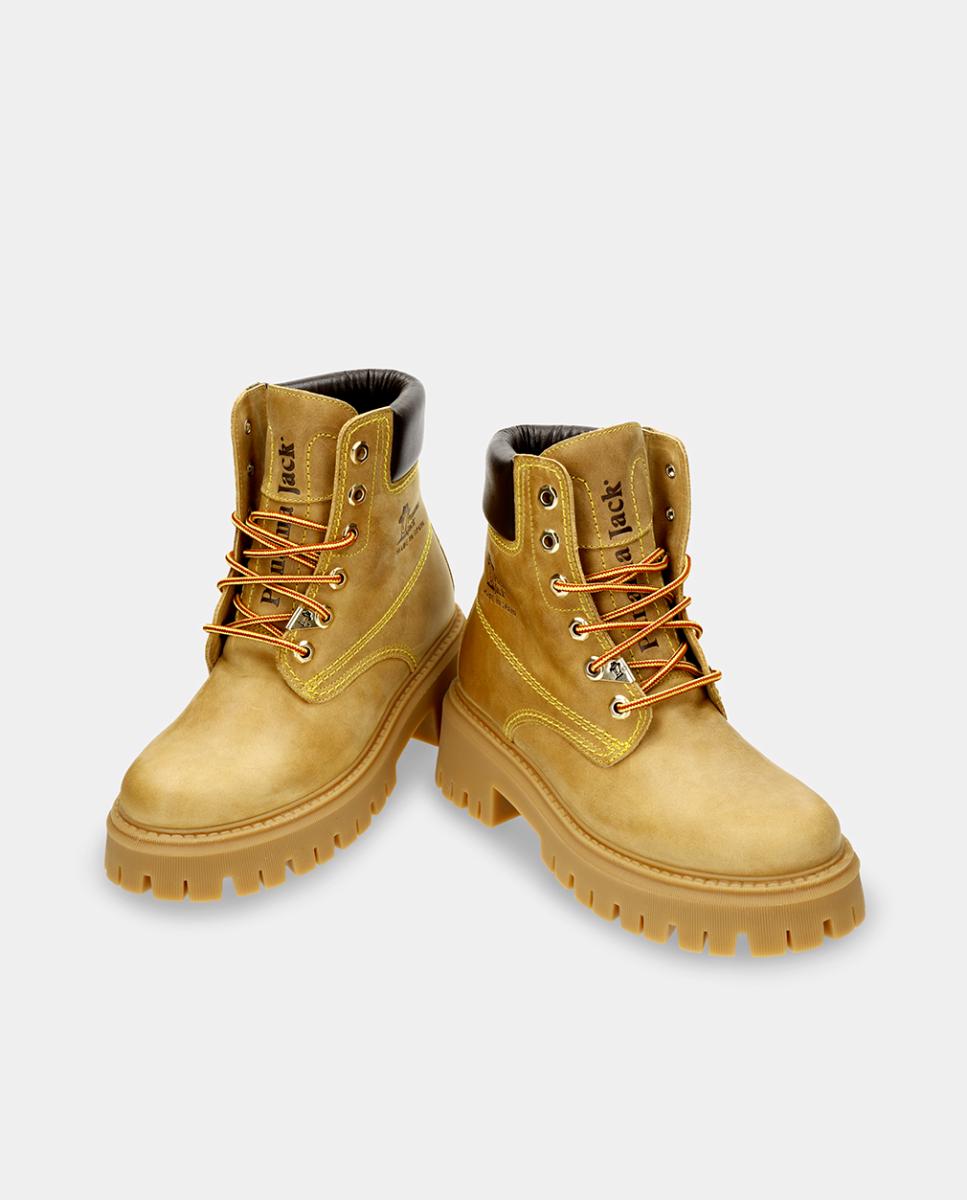 Botas em Pele e com Forro em Pele Amarelo Camel-3