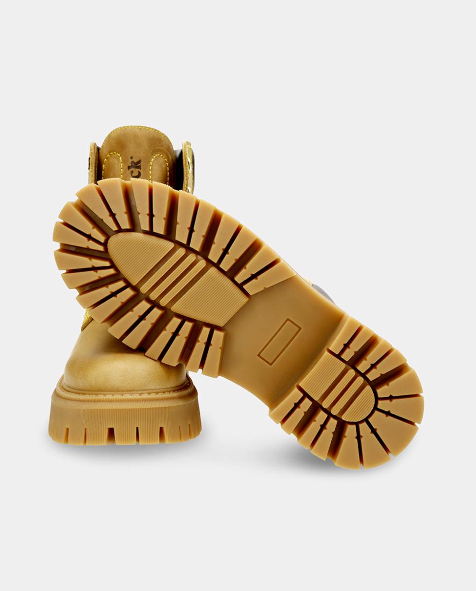 Botas em Pele e com Forro em Pele Amarelo Camel-4