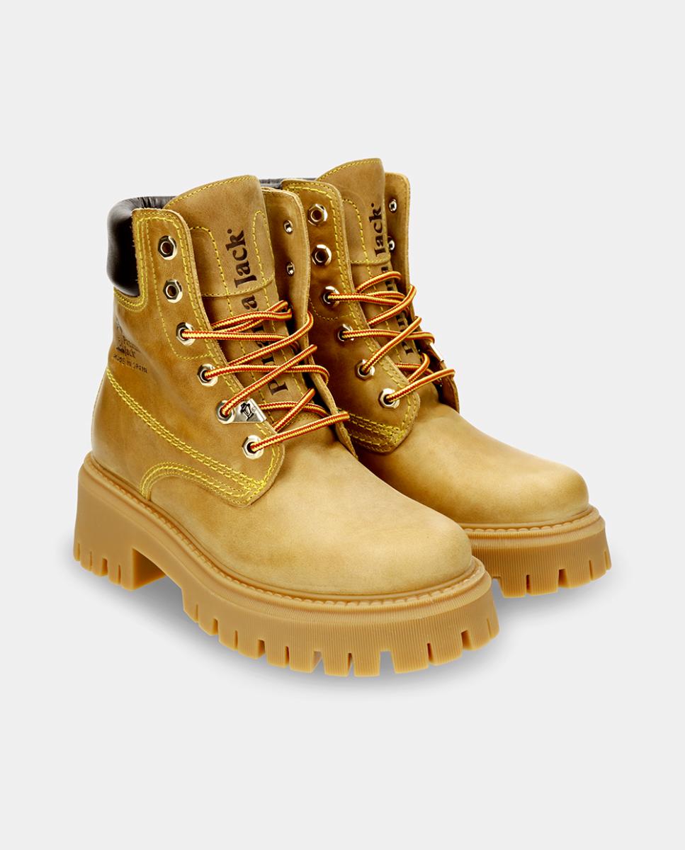Botas em Pele e com Forro em Pele Amarelo Camel-5
