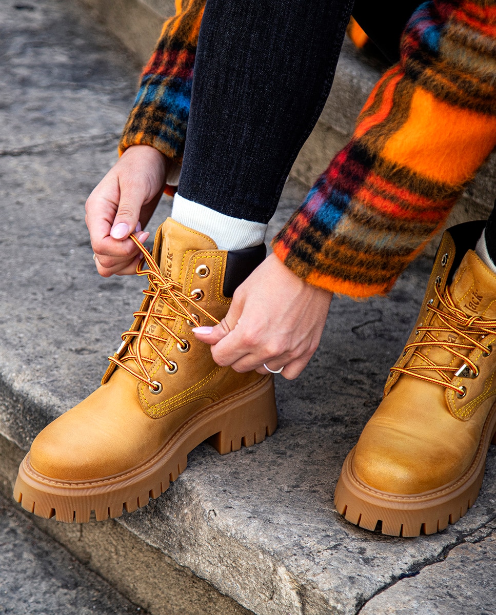 Botas em Pele e com Forro em Pele Amarelo Camel-8