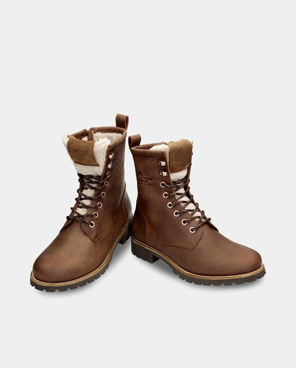 Botas de mujer en piel con forro de pelo sintético - Panama Jack - Cuero Cuero-2