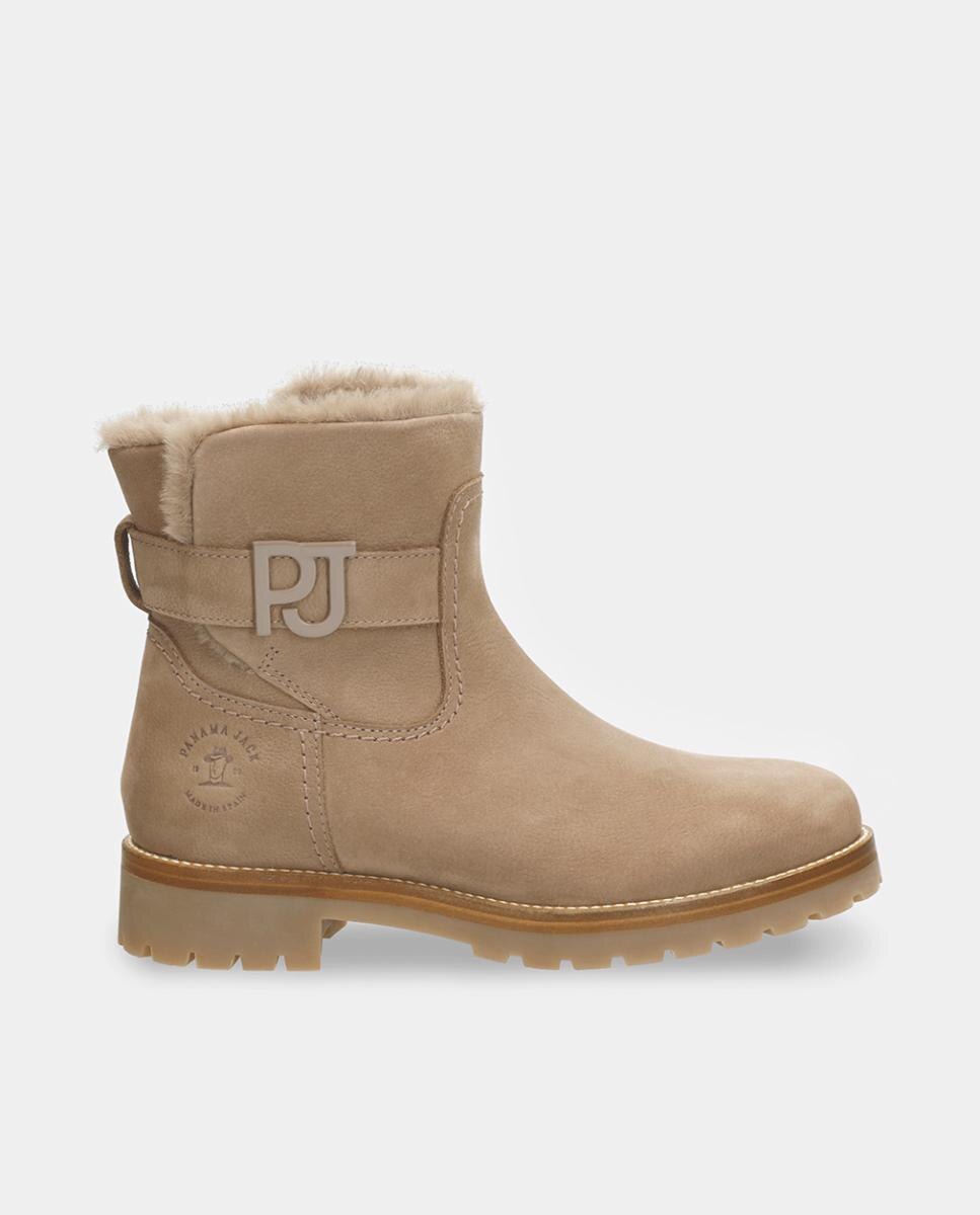 Imagen 0 de Botas de mujer en piel con forro de pelo sintético Beige
