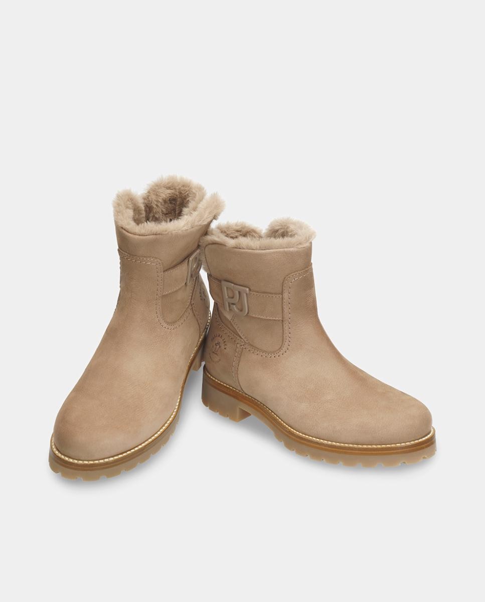 Botas de mujer en piel con forro de pelo sintético - Panama Jack - Beige Beige-2