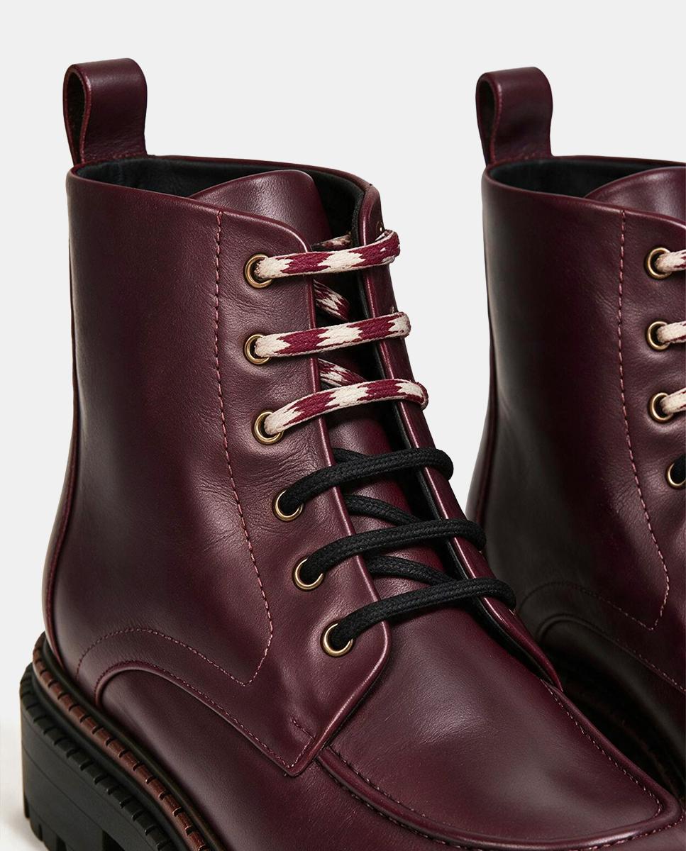 Botín de piel tipo militar con cordoneras - Bryan Stepwise - Rojo oscuro Rojo oscuro-5