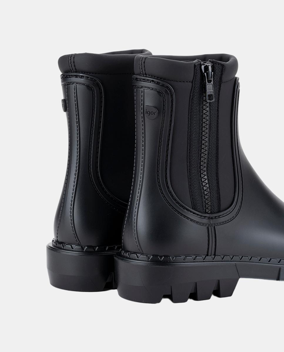 Galochas Tipo Botins Mate com Detalhe de Neopreno Preto-3