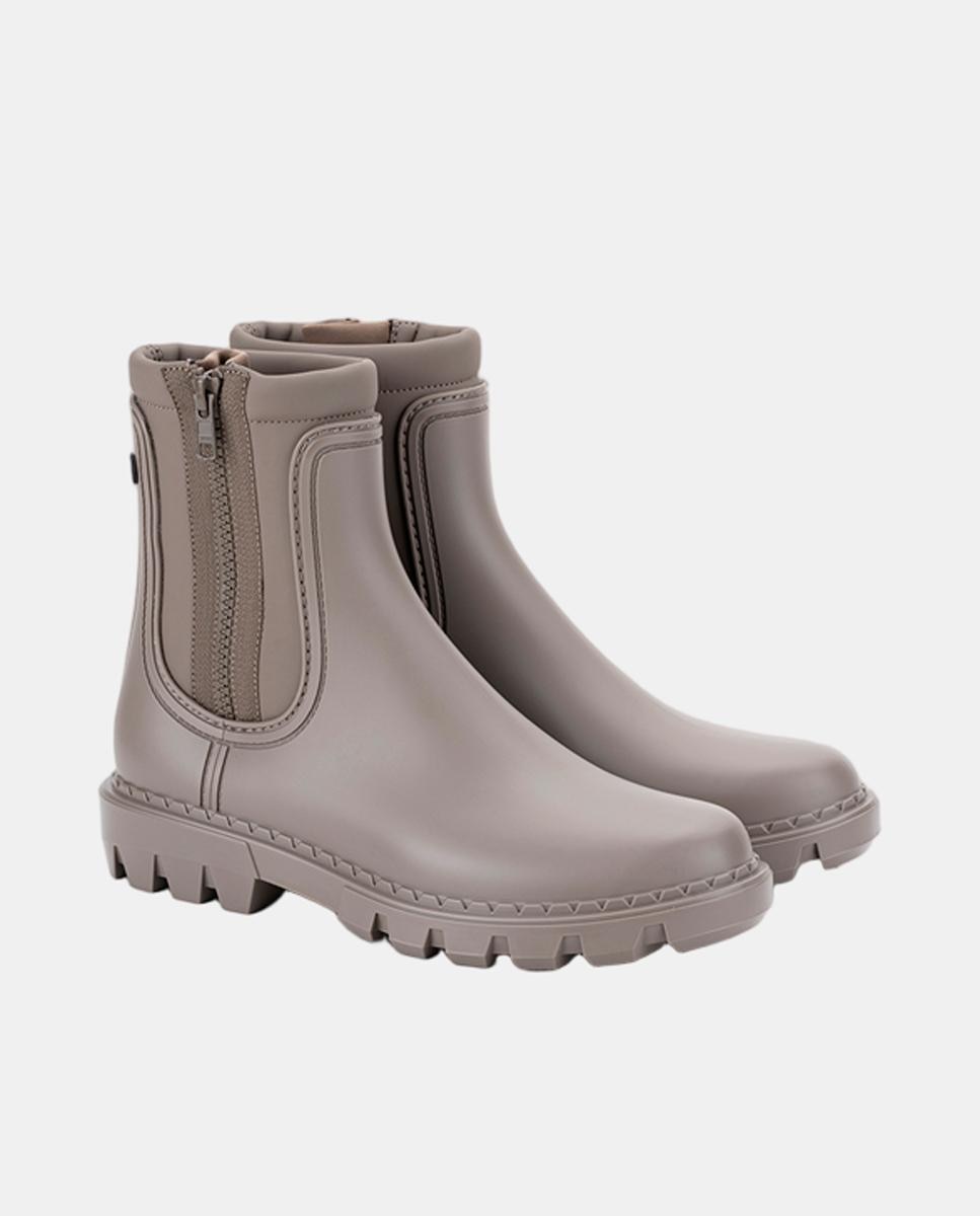 Galochas Tipo Botins Mate com Detalhe de Neopreno Castanho taupe-2