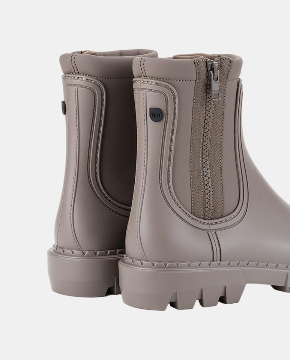 Galochas Tipo Botins Mate com Detalhe de Neopreno Castanho taupe-3
