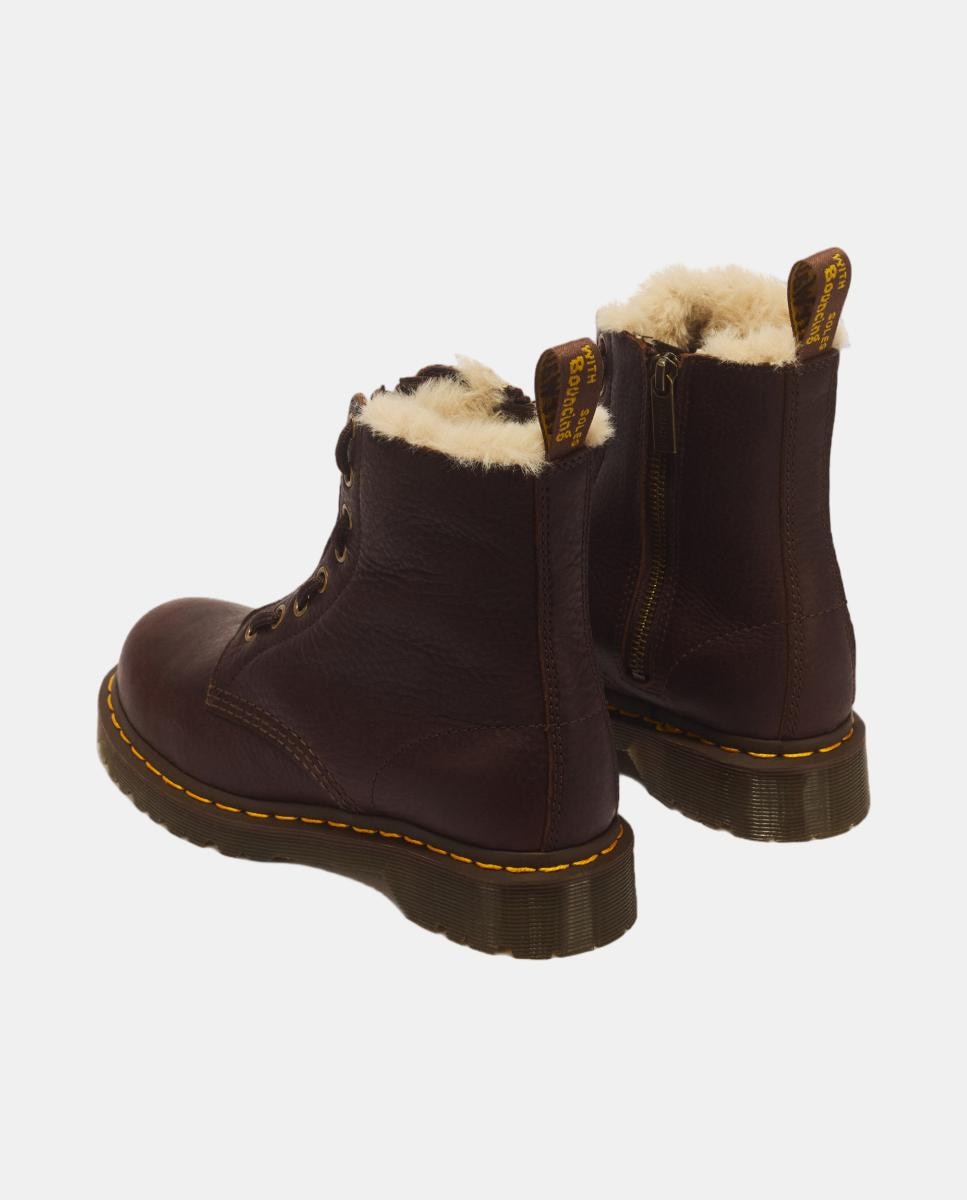 Botas 1460 Serena de mulher em pele Grizzly com zipper Castanho-escuro-3