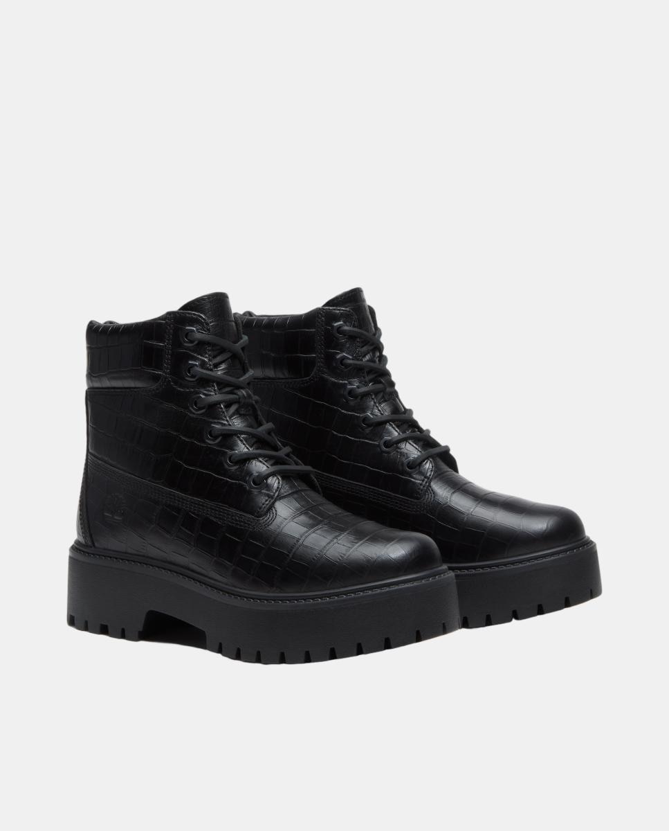 Botas em Pele 6-Inch Impermeáveis com Plataforma Stone Street Preto-3