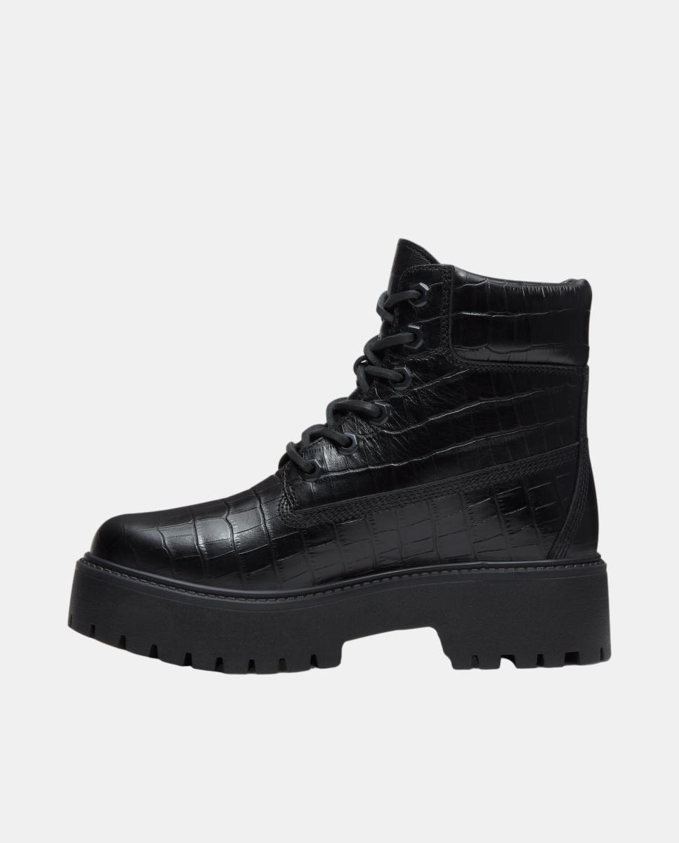 Botas em Pele 6-Inch Impermeáveis com Plataforma Stone Street Preto-5