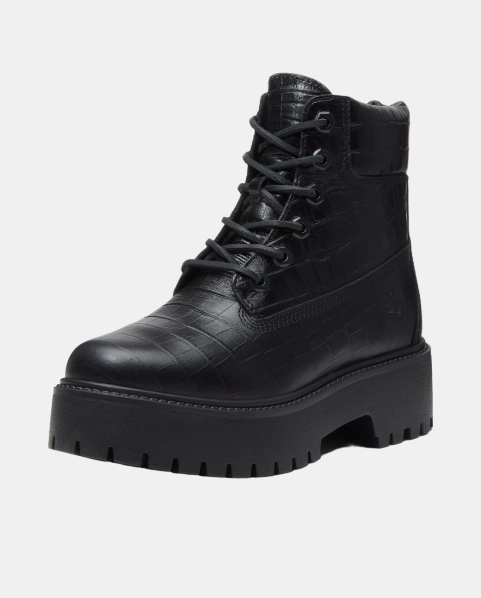 Botas em Pele 6-Inch Impermeáveis com Plataforma Stone Street Preto-8