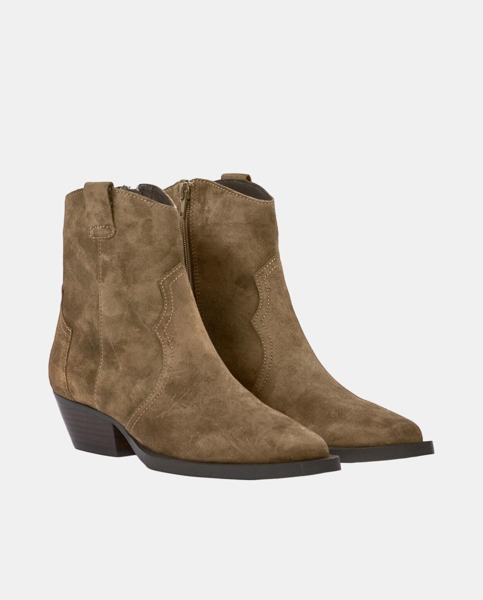 Botines para mujer cowboy de piel con tacón de 4 cm - Another Trend - Natural Natural-2