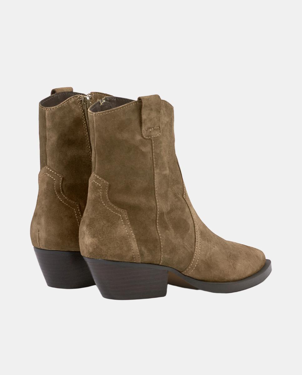 Botines para mujer cowboy de piel con tacón de 4 cm - Another Trend - Natural Natural-3