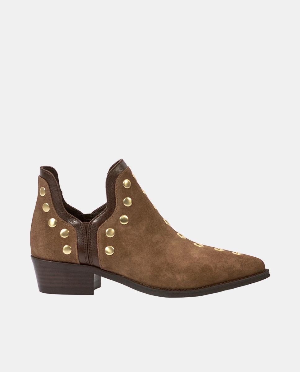 Imagen 0 de Botines para mujer  de piel con tacón de 4 cm Marrón oscuro
