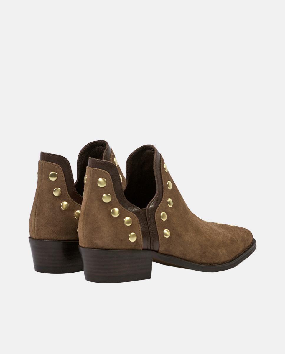 Botines para mujer de piel con tacón de 4 cm - Another Trend - Marrón oscuro Marrón oscuro-3