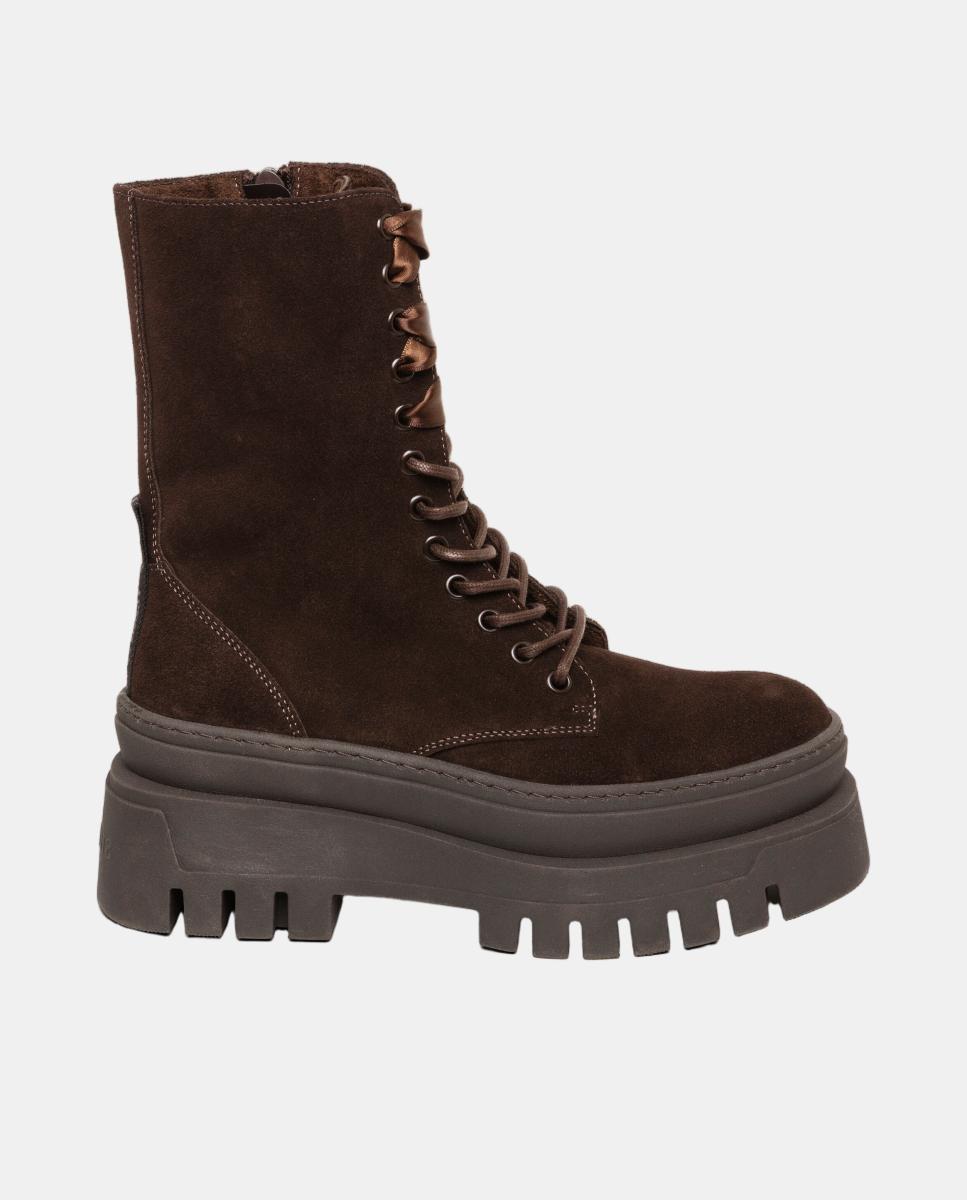 Imagen 0 de Bota biker coast mujer serraje cordones y plataforma track sole Marrón