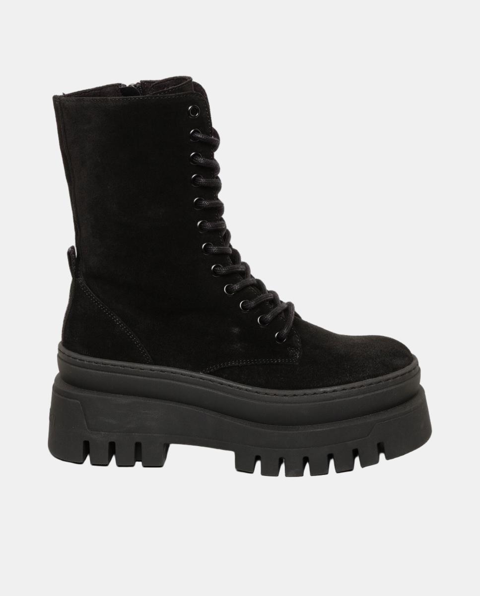 Imagen 0 de Bota biker coast mujer serraje cordones y plataforma track sole Negro mate