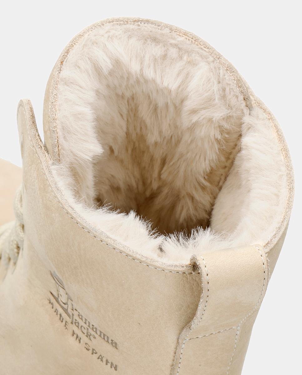 Botas Padma com Forro Interior de Pelo, Salto de Bloco e em Pele Nobuck Waterproof Cru-5