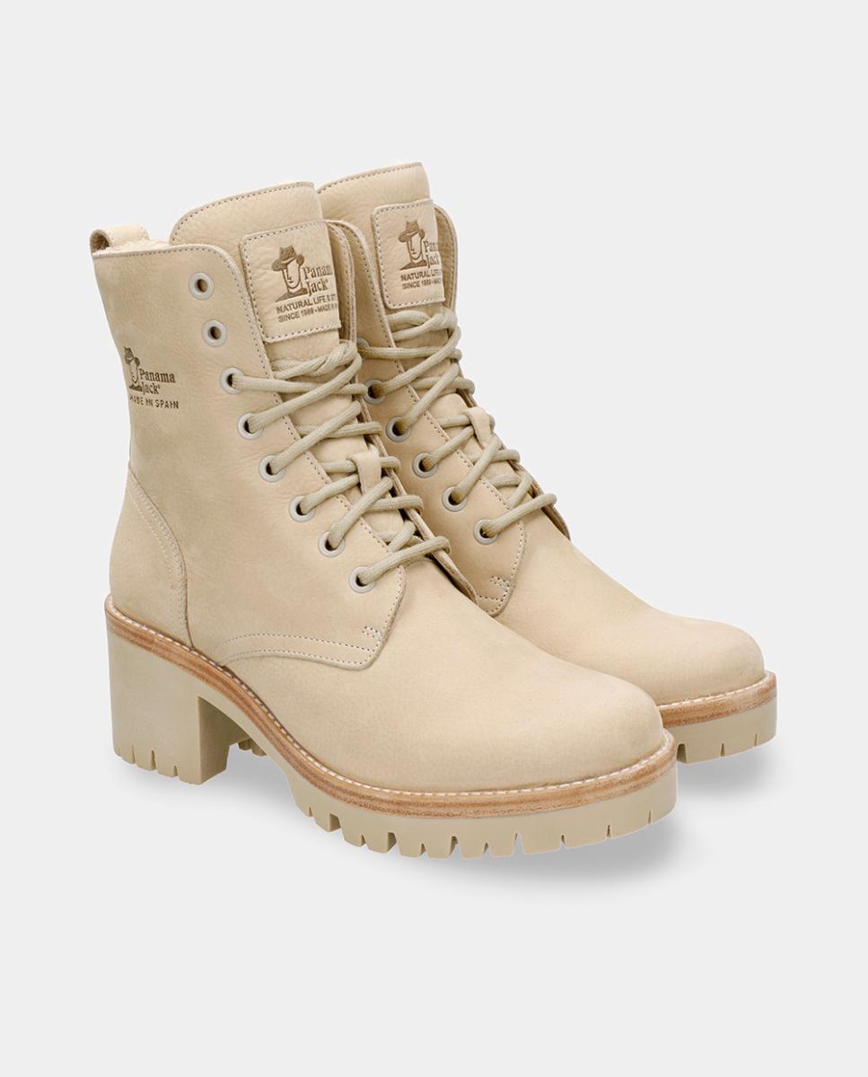 Botas Padma com Forro Interior de Pelo, Salto de Bloco e em Pele Nobuck Waterproof Cru-6