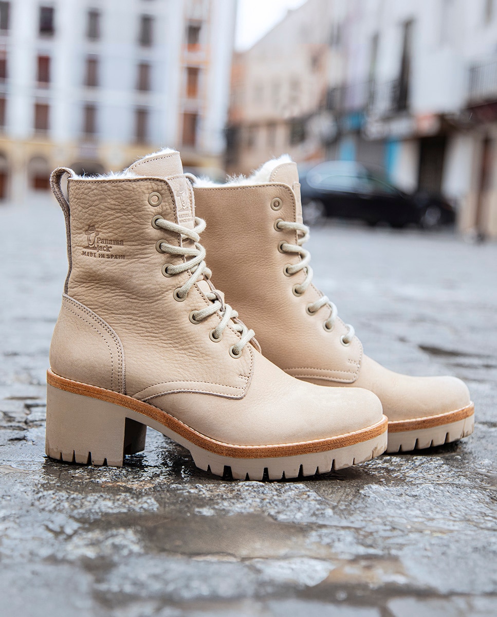 Botas Padma com Forro Interior de Pelo, Salto de Bloco e em Pele Nobuck Waterproof Cru-7