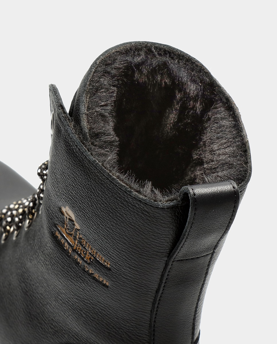 Botas Padma com Forro Interior de Pelo, Salto de Bloco e em Pele Waterproof Preto-6
