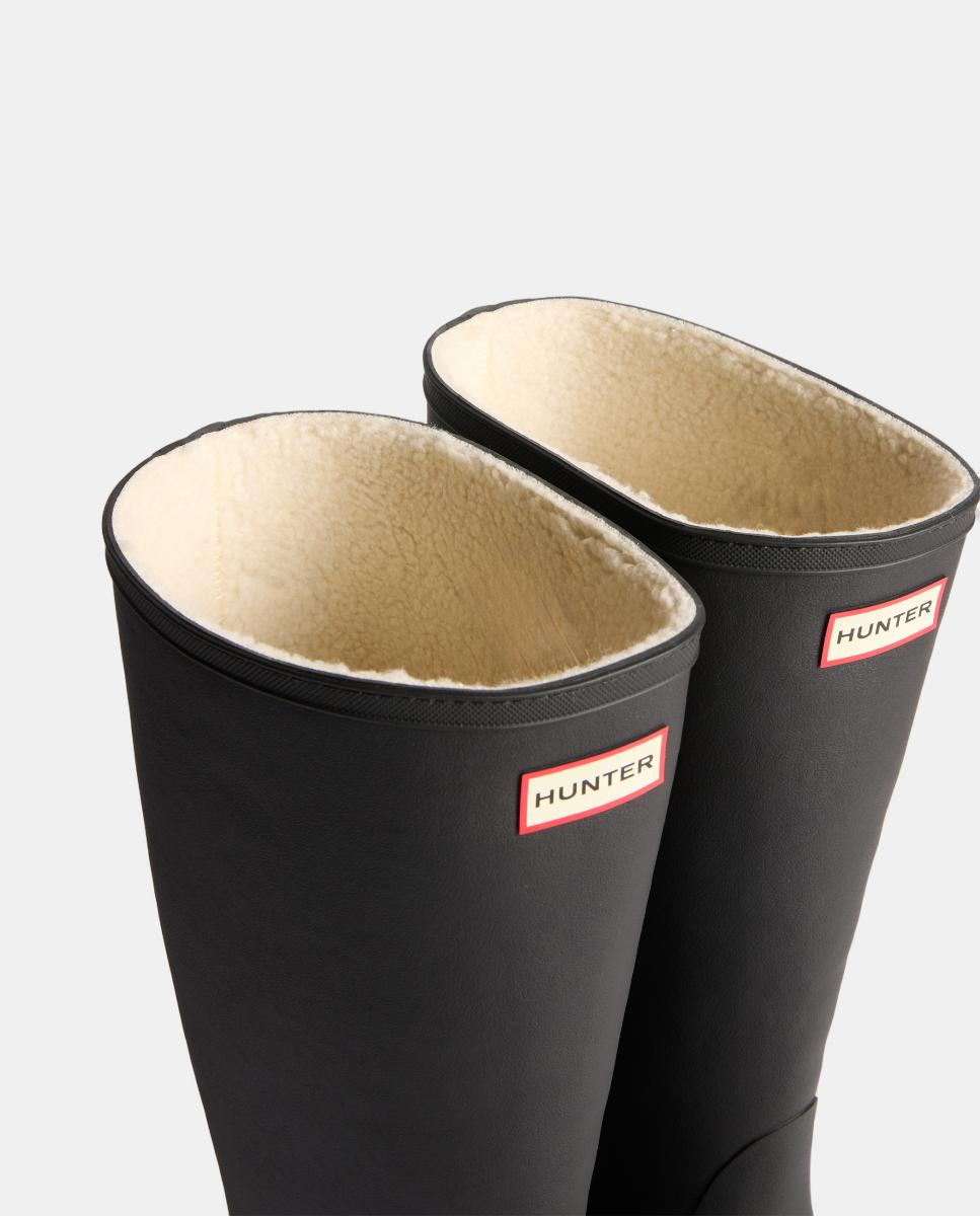 Galochas de Borracha de Cano Alto com Forro Interior de Fleece Preto-4