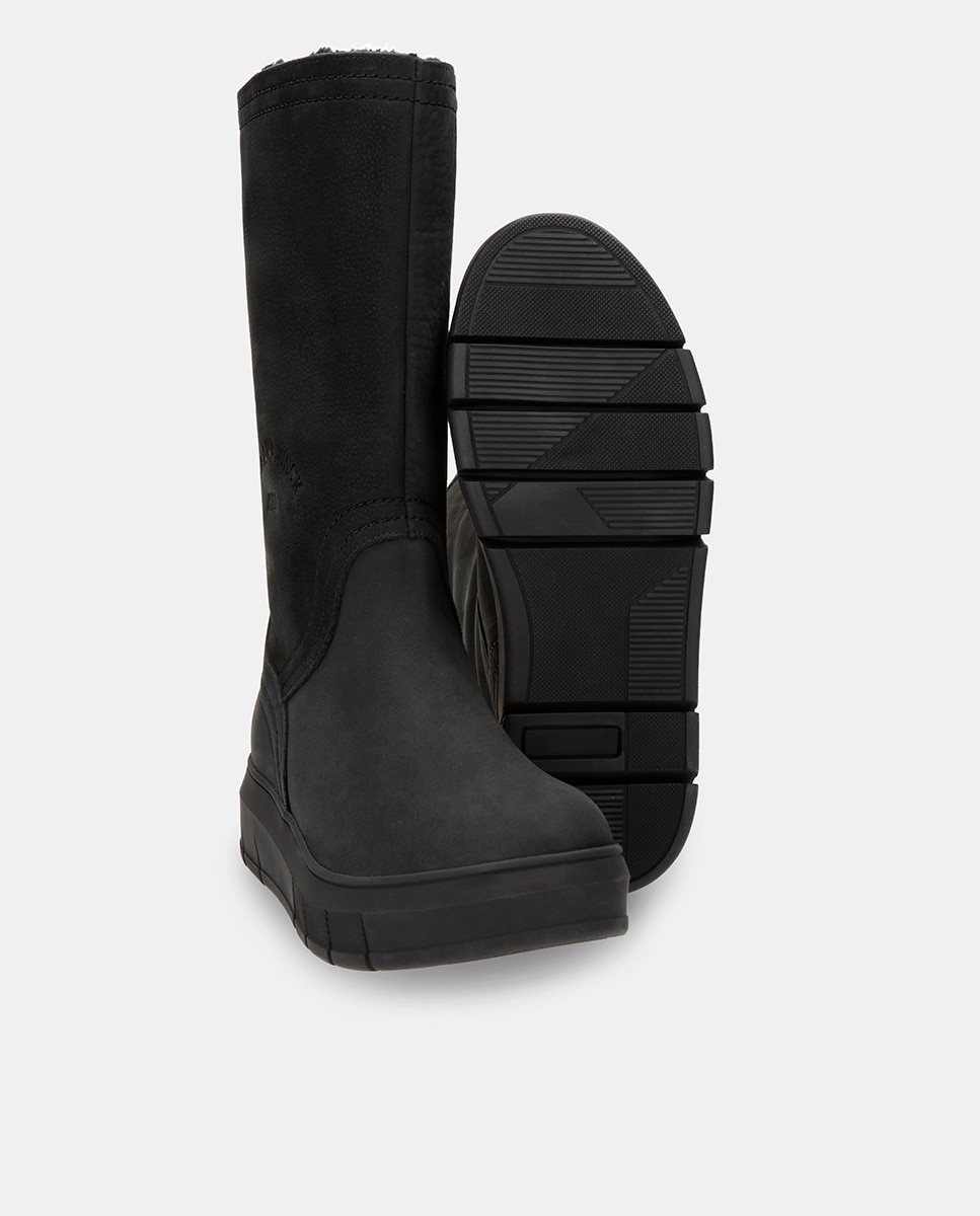 Botas em Pele e com Forro de Pelo Sintético Preto-3