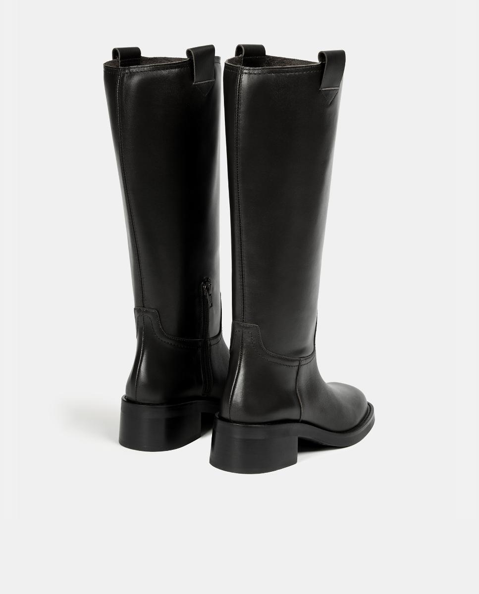 Botas Lisas em Pele Preto-3