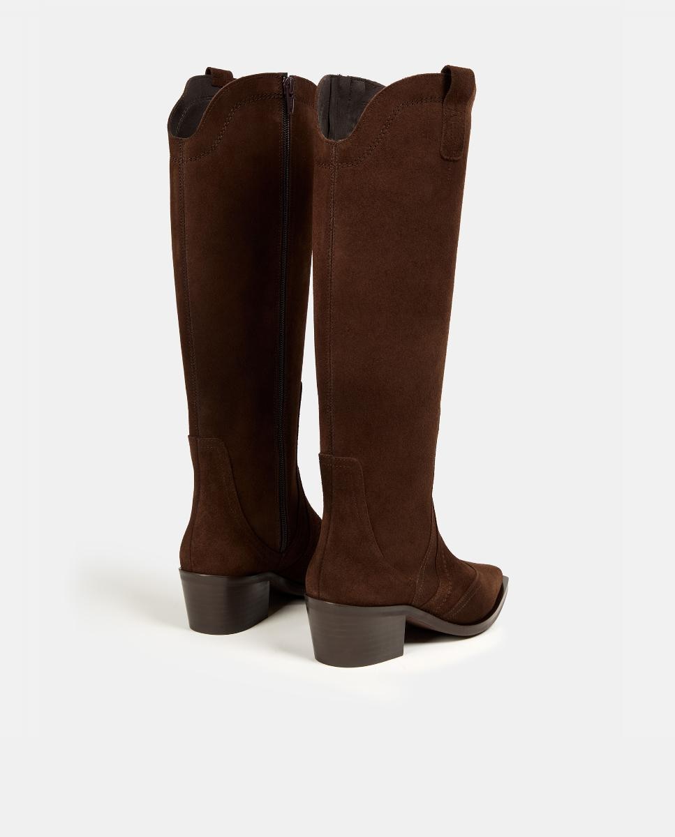 Botas Tipo Cowboy em Pele Castanho-3