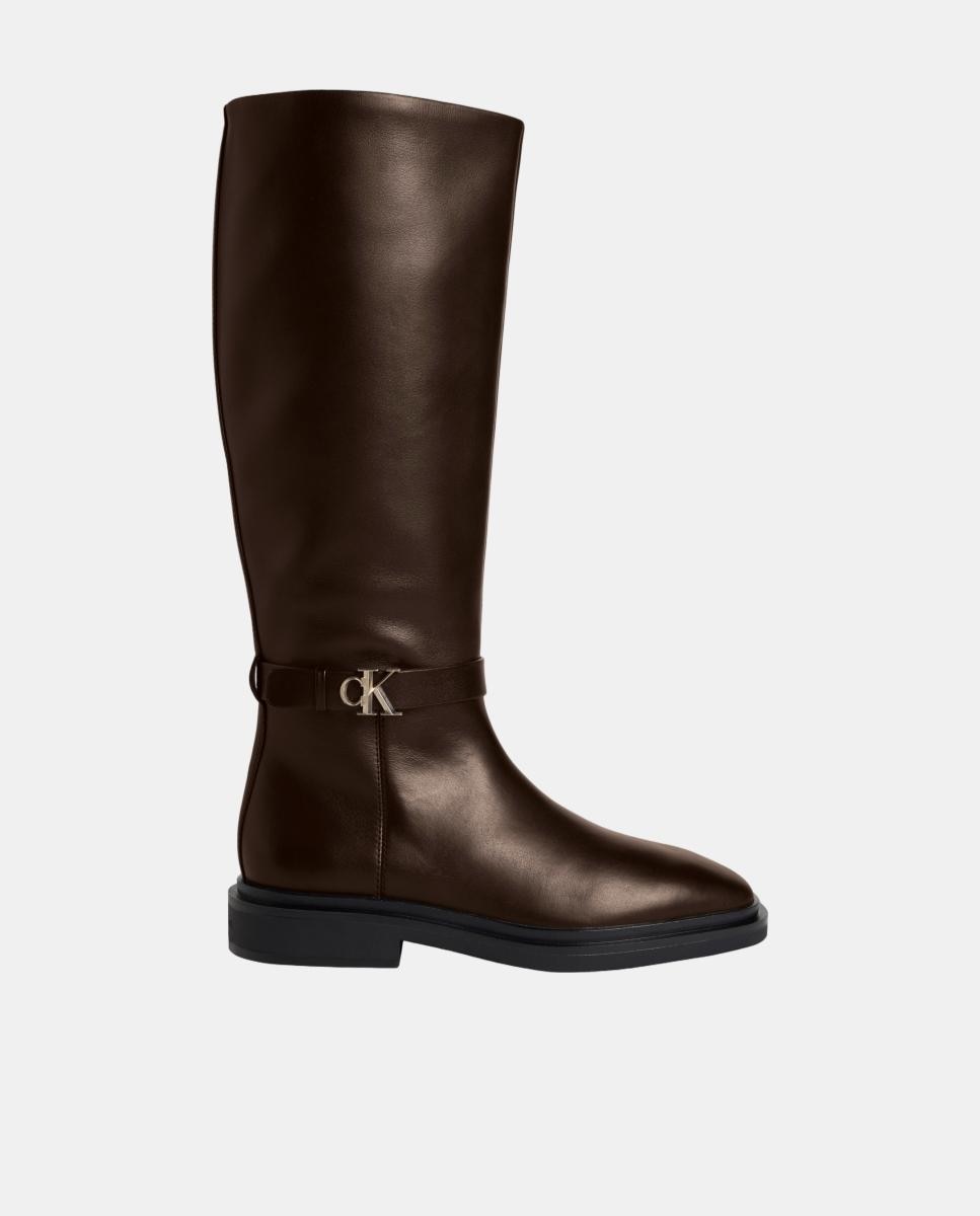 Imagen 0 de Bota mujer plana de piel Calvin Klein Marrón chocolate