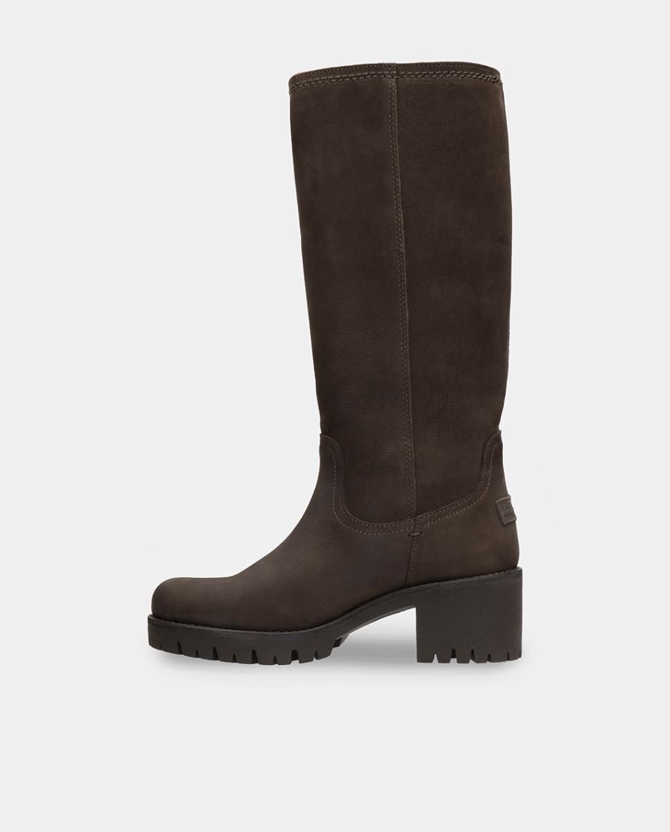 Botas em Pele e com Forro de Pelo Sintético Castanho-escuro-4