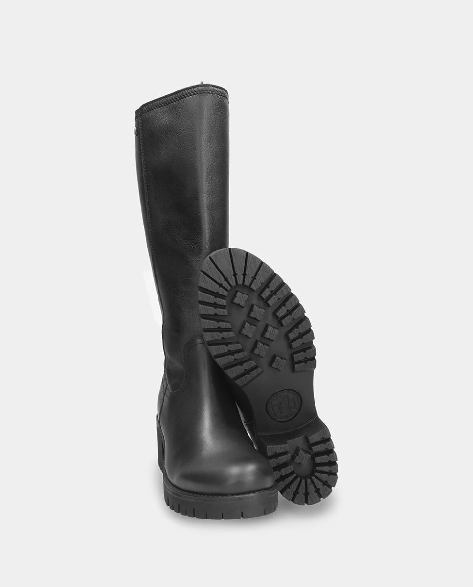 Botas em Pele e com Forro de Pelo Sintético Preto-3