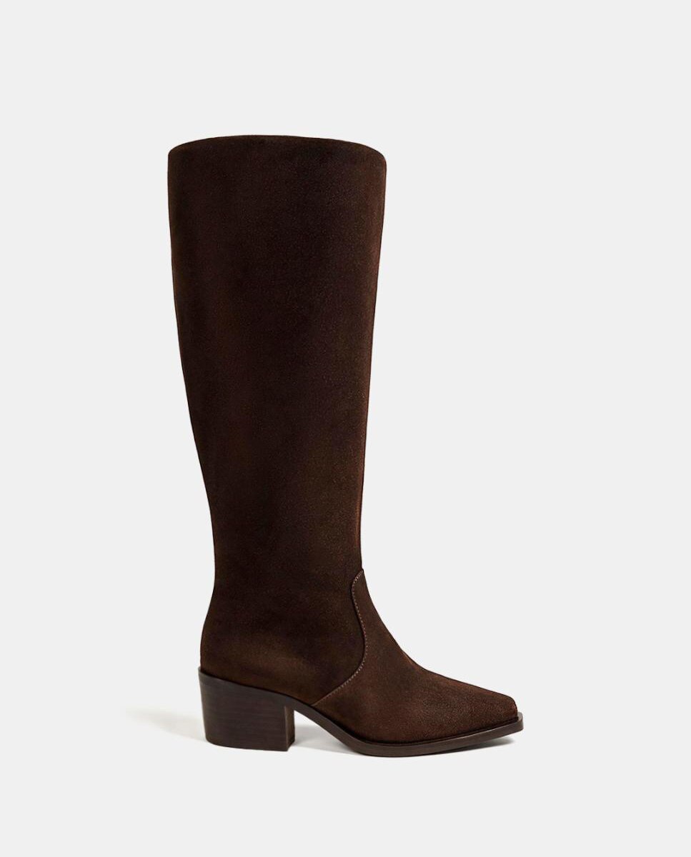 Imagen 0 de Bota cowboy de mujer y ante Marrón chocolate