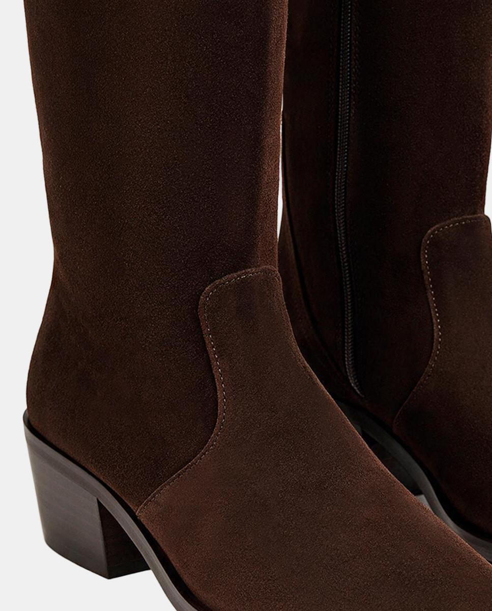 Bota cowboy de mujer y ante - Bryan Stepwise - Marrón chocolate Marrón chocolate-4