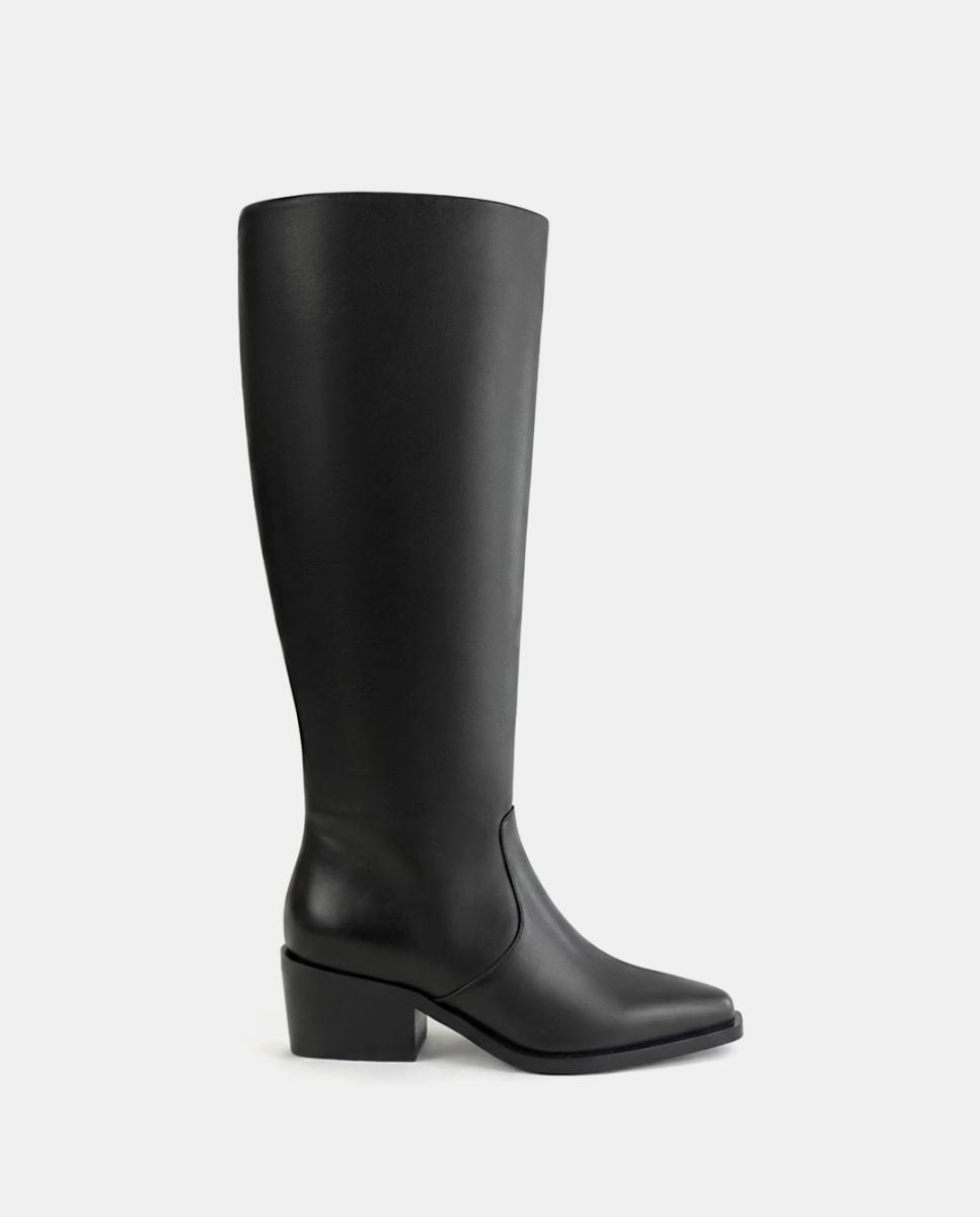 Imagen 0 de Bota cowboy de piel de mujer Negro