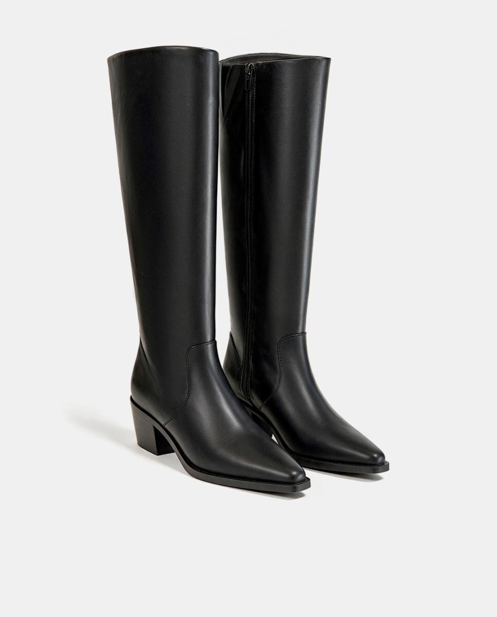 Bota cowboy de piel de mujer - Bryan Stepwise - Negro Negro-2