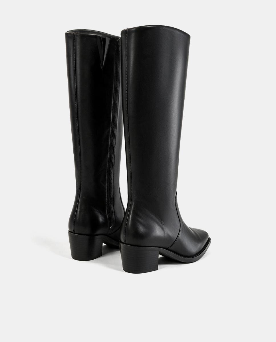 Bota cowboy de piel de mujer - Bryan Stepwise - Negro Negro-3