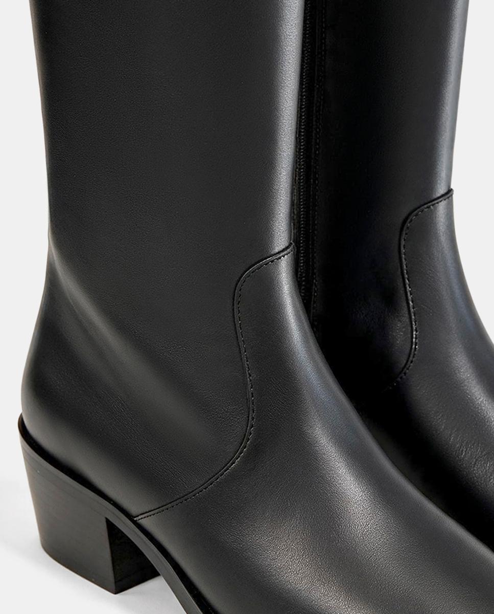 Bota cowboy de piel de mujer - Bryan Stepwise - Negro Negro-4