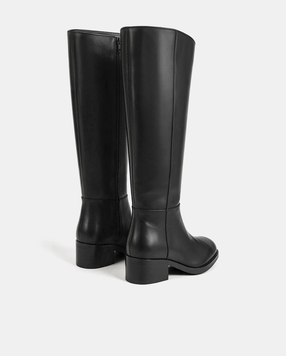 Botas altas de piel estilo jinete - Bryan Stepwise - Negro Negro-3