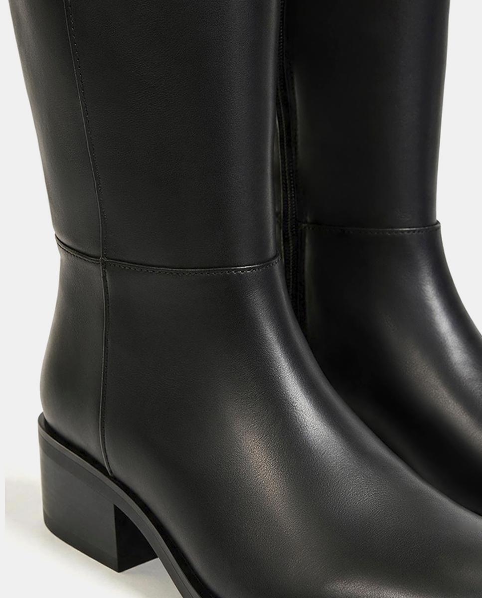 Botas altas de piel estilo jinete - Bryan Stepwise - Negro Negro-4