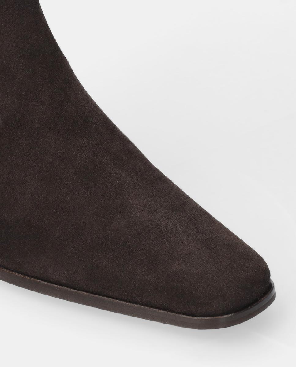 Botas Mosqueteira em Croute com Salto Raso Castanho-3