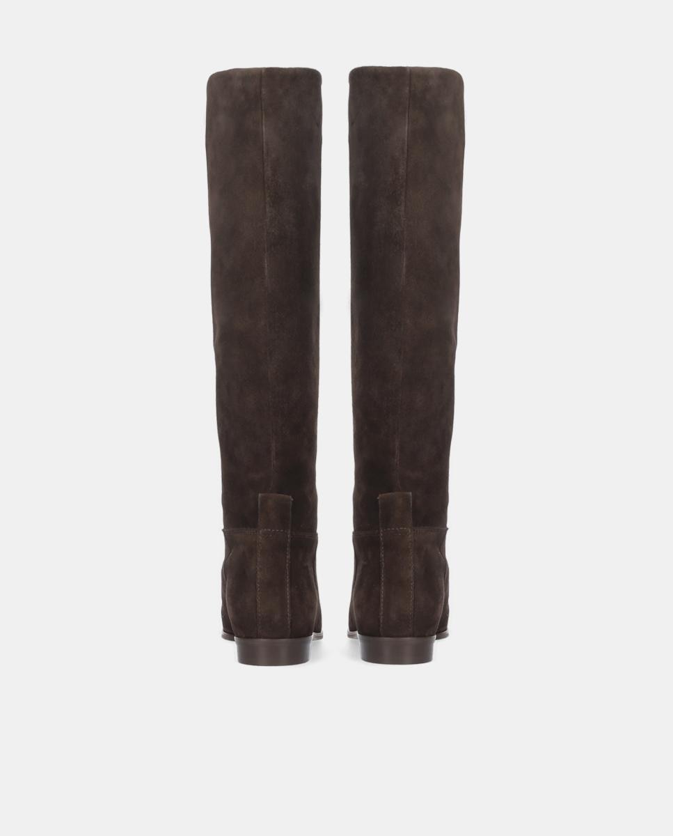 Botas Mosqueteira em Croute com Salto Raso Castanho-4