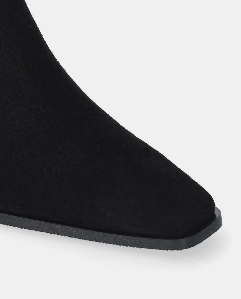 Botins Elásticos em Croute com Salto de Bloco Pretos-3