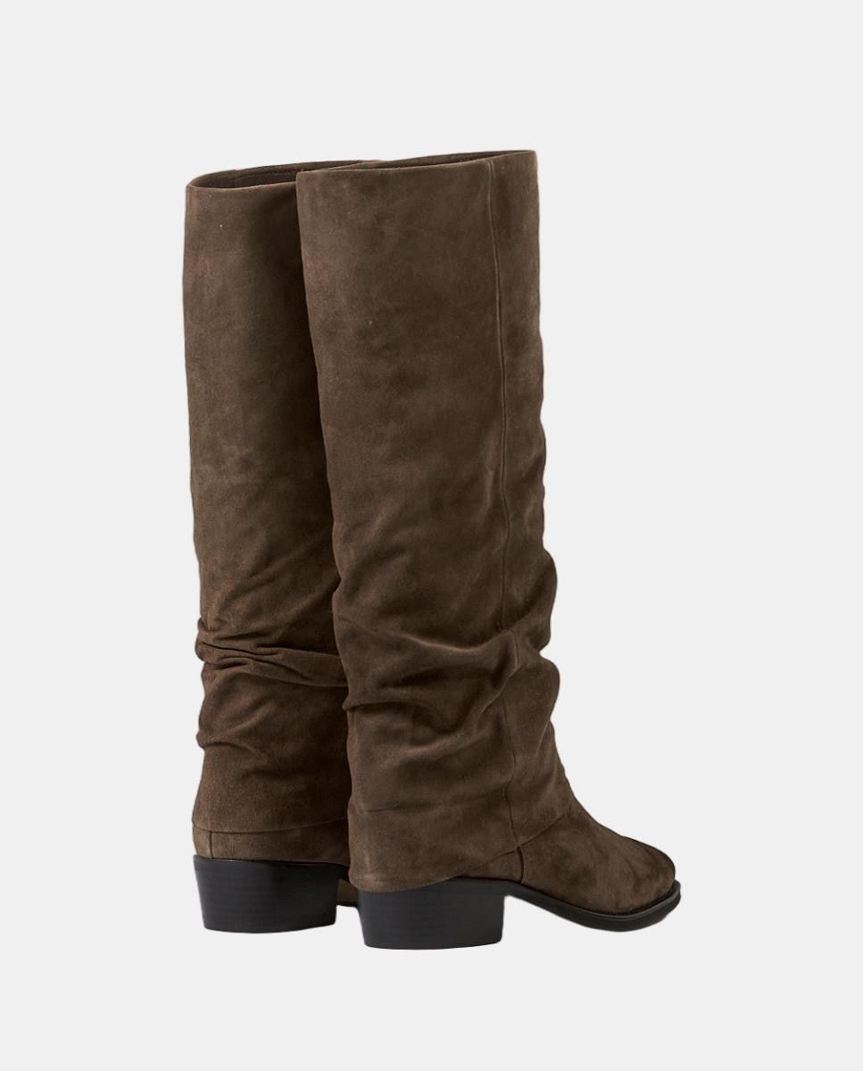Botas em Pele Tipo Polaina com Salto de 4 cm Cinzento-escuro-3