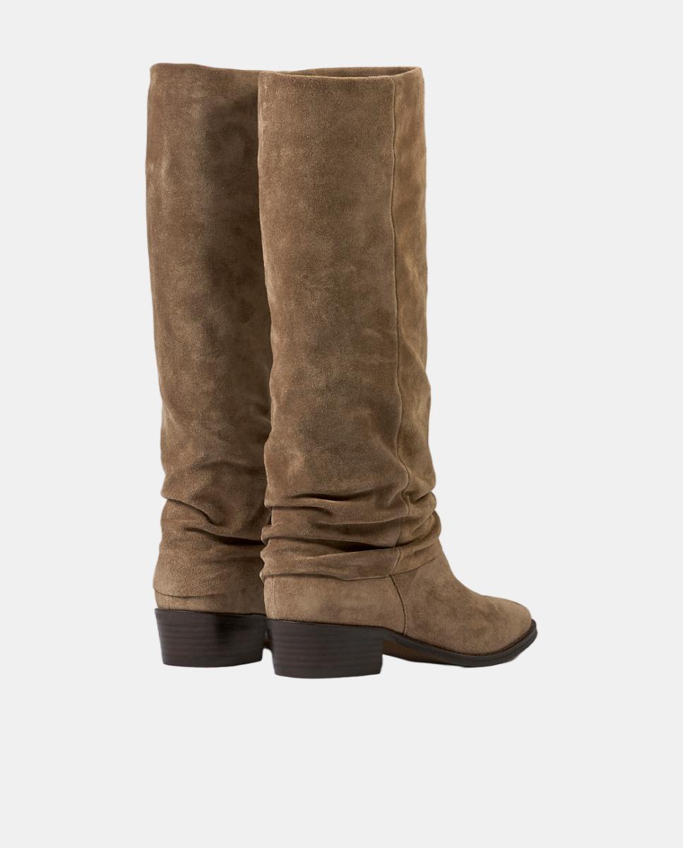 Botas em Pele com Salto de 4 cm Natural-3