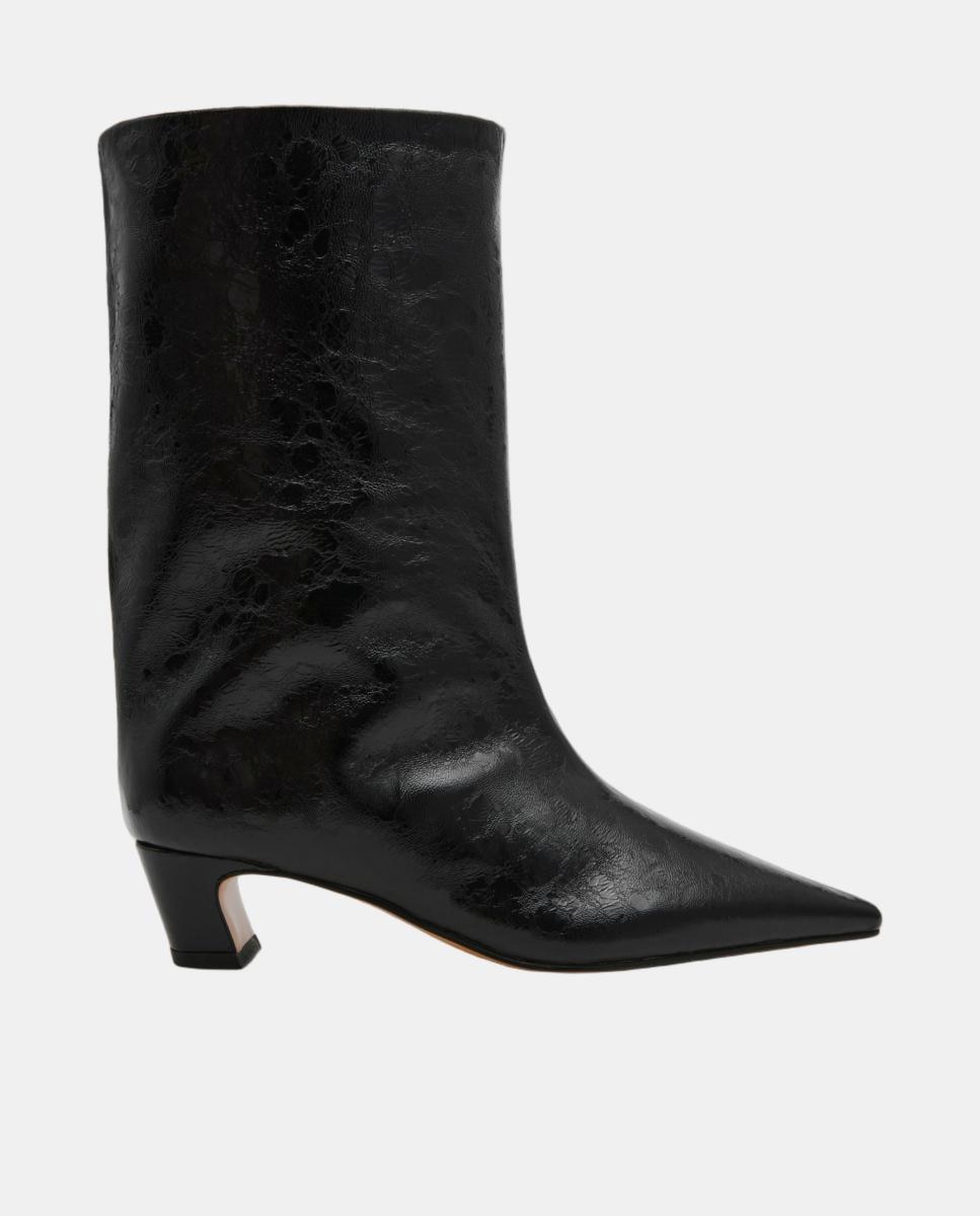 Bota elegante lytton mujer piel efecto arrugado punta afilada y tacón bajo - Steve Madden - Negro Negro-1