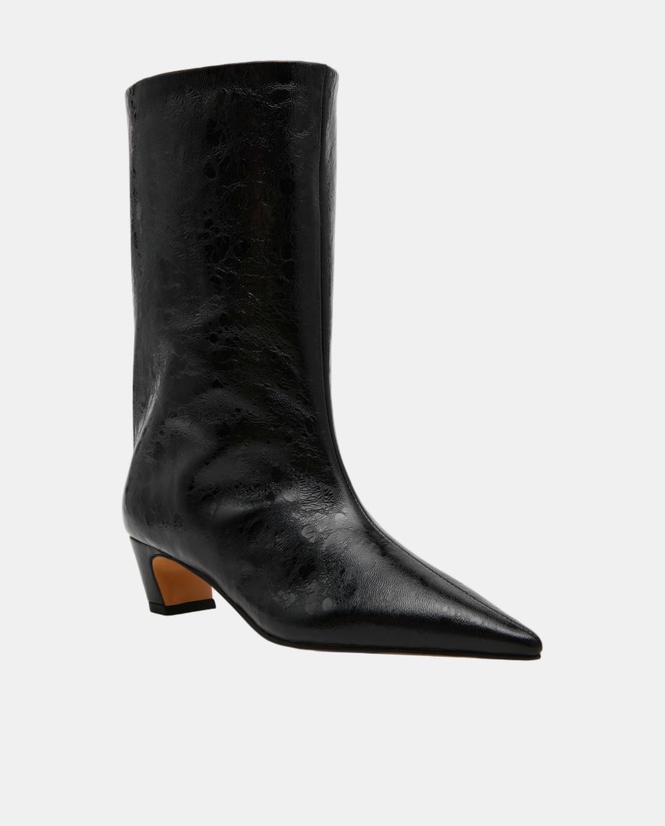 Bota elegante lytton mujer piel efecto arrugado punta afilada y tacón bajo - Steve Madden - Negro Negro-2